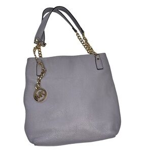 MICHAEL KORS Jet Set Gold Chain Straps Lilac Pebble Leather Shoulder Bag